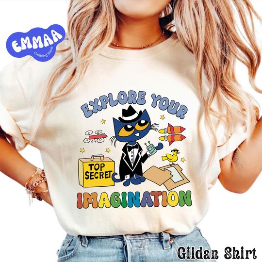 Discover Explore Your Imagination Pete The Cat Shirt, Pete The Cat Shirt, Children's Book Gift