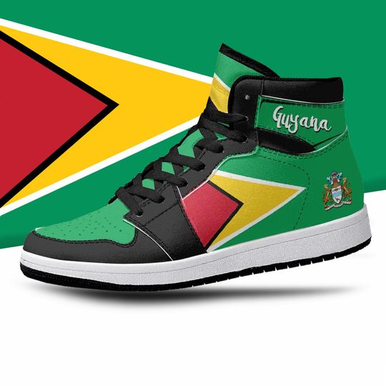 Discover Guyana Flag High Tops, National Flag, Guyanese, Guyana Basketball Shoes