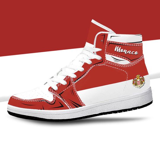Discover Monaco Flag High Tops, National Flag, Monaco Flag Basketball Shoes