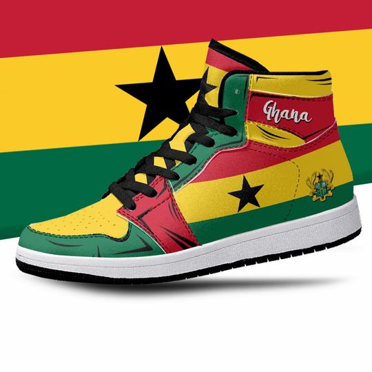 Discover Ghana Flag High Tops, National Flag, African Flag, Africa Basketball Shoes