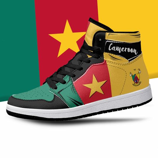 Discover Cameroon Flag High Tops, National Flag, African Flag, Africa Basketball Shoes