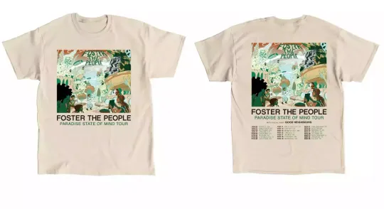 Discover Foster The People Paradise State Of Mind Tour 2025 S to 5X Shirt, Fan Gift, Sand
