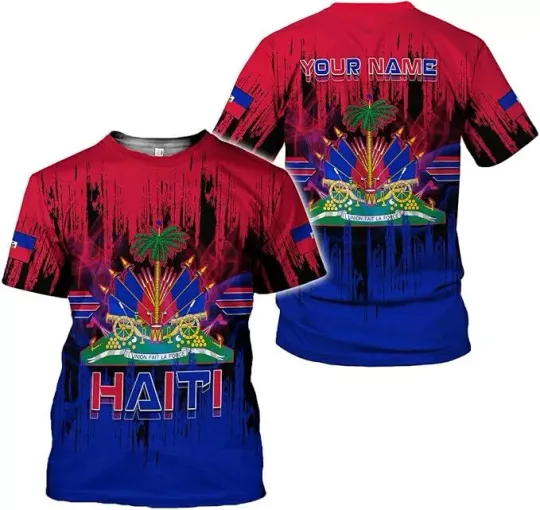 Discover Personalized Haiti Pride Flag Shirt, Haitian Pride T shirt 3D for Men & Women