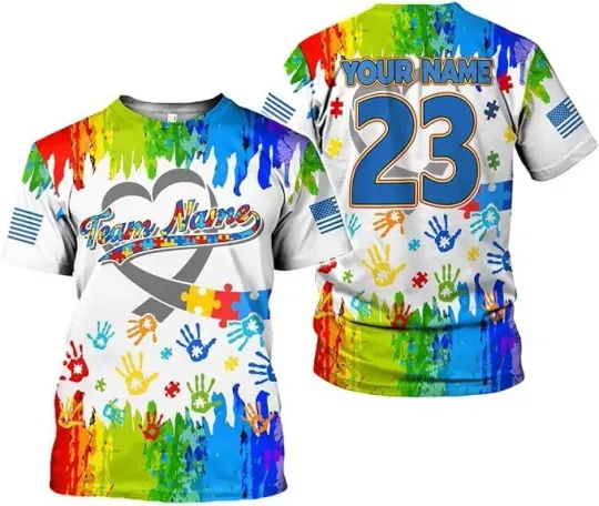 Discover Custom Name Adult Autism Gift Shirt Men & Women, April Autism Awareness 3D Shirt