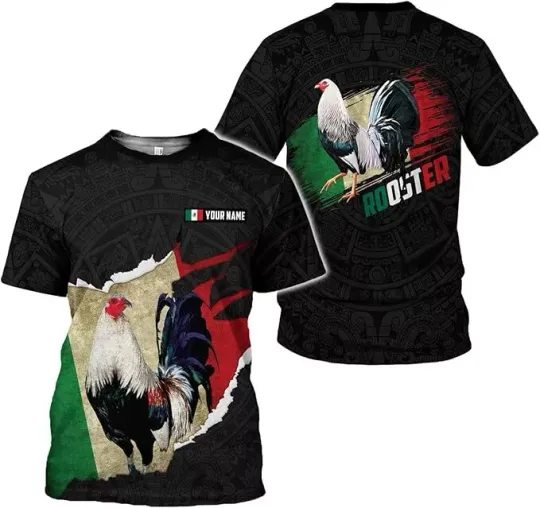 Discover Personalized Name Rooster Shirts, Mexican Rooster Shirt, Mexico Rooster 3D Shirt