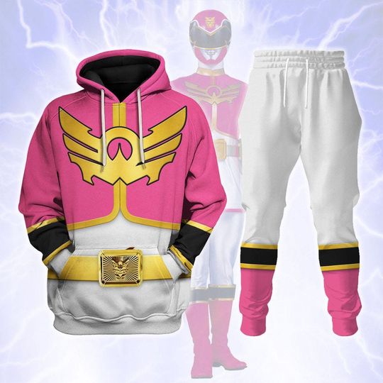 Discover Pink Sky Ninja Ranger Cosplay Hoodie and Jogger Set  Full Print Superhero Costume