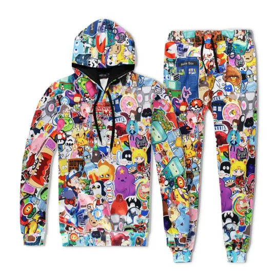 Discover Cartoon Collections of Anime Tracksuit  Print Hoodies Pants Jogger