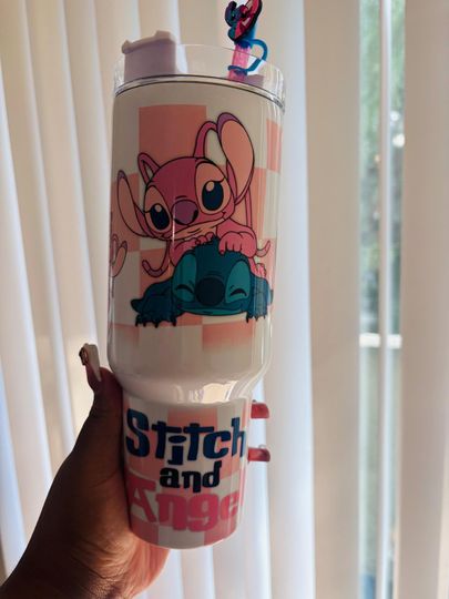 Discover pink and blue monster 40oz tumbler