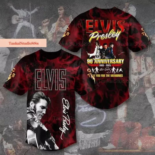 Discover Elvis Presley Baseball Jersey, Elvis 90th Anniversary Jersey