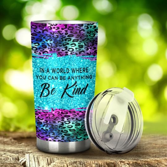 Discover Be Kind Faux Glitter Print Autism Awareness Tumbler