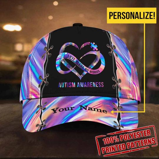 Discover Love Needs No Words - Autism Awareness Personalized Classic Cap With Printed Vent Holes