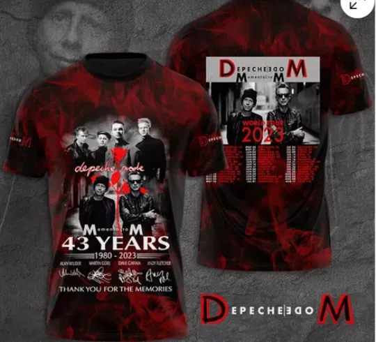 Discover Depeche Mode Band 43 Years Memento Mori Tour 3D All Over Print T-Shirt