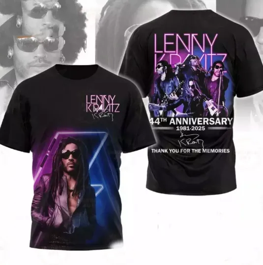 Discover Lenny Kravitz 44th Anniversary 1981-2025 Thanks For Memories AOP 3D T-shirt