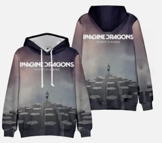 Discover 3d hoodie  Imagine Dragons Night Visions Album Cover Hoodie