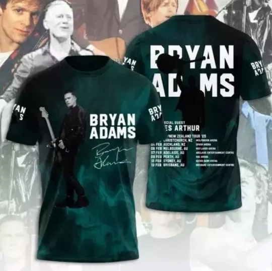 Discover Bryan Adams 3D Gift T Shirt All Size, Tour 2025 Merch For Fans
