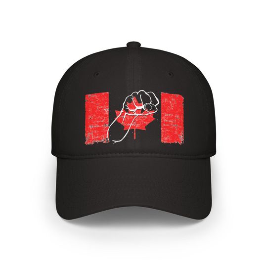Discover Elbows Up Canada Baseball Cap, Black Hat for Canadians, Low Profile Hat for Sports Fans, Gift for Canada Day, Travel or Summer