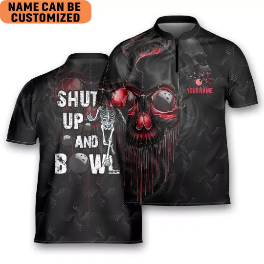 Discover Bowling Shut Up An Bowling Dark Skull Custom Name Quick Zip Bolwing Jersey