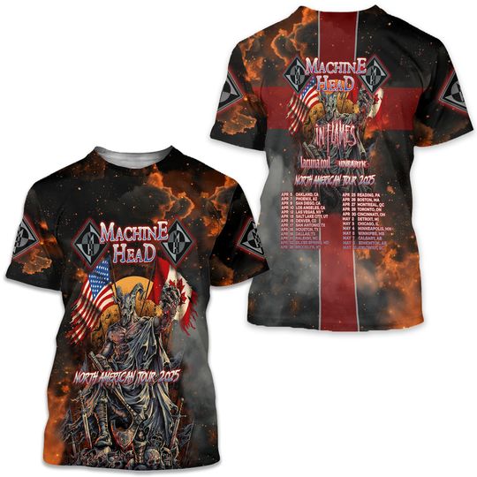 Discover Machine Head North America Tour 2025 In Flames T-Shirt 3D