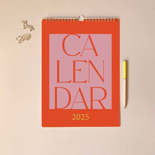 Discover Red Modern Minimalist 2025 Wall Calendar