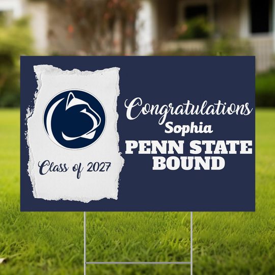Discover Custom College Yard Sign, Custom College Flag, Grad Gift, College Announcement Sign
