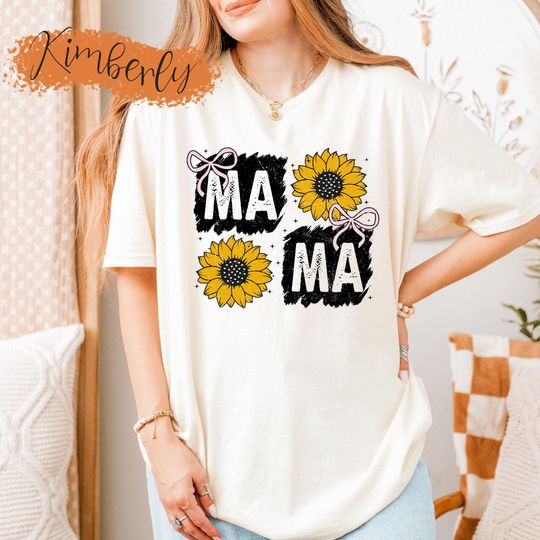 Discover Coquette Mama Shirt, Sunflower Mama Sweatshirt, Retro Floral Mom T-shirt