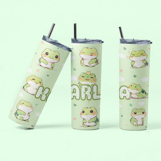 Discover Cute Kawaii Frog 20-30 Oz Stainless Steel Skinny Tumbler