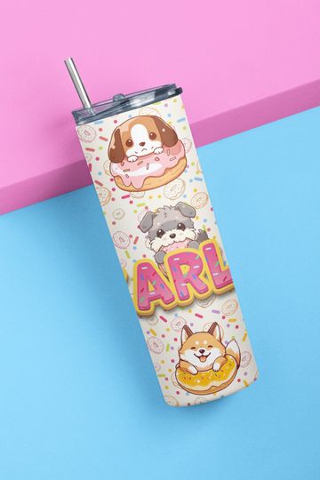 Discover Delightful Donut Dogs Tumbler - Adorable Kawaii 20 Oz Stainless Steel Tumbler