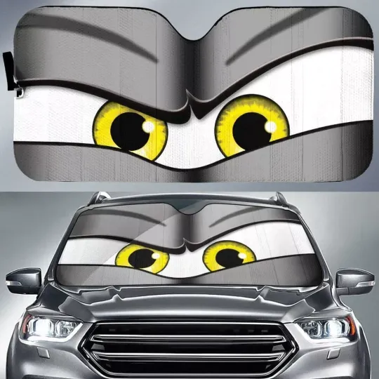 Discover Yellow Angry Eyes Car Sun Shade | Funny Cartoon Windshield Sunshade