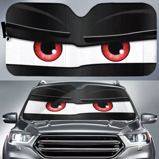 Discover Suspicious Car Eyes Sunshade, Funny Windshield Cover, Auto Sun Visor
