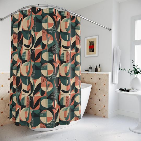 Discover Mid-Century Modern Shower Curtain, Bathroom Decor
