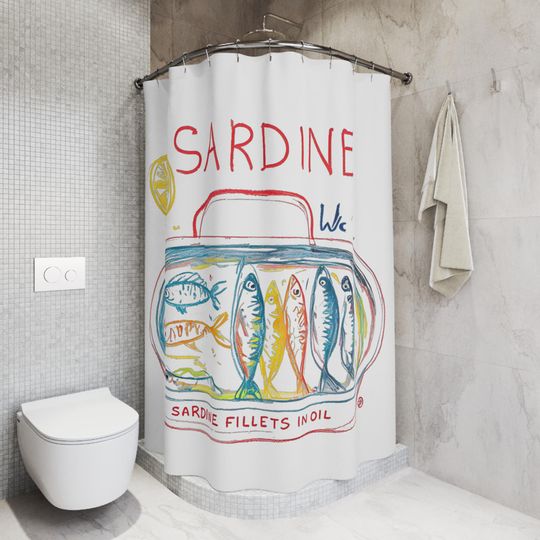 Discover Crayon Sardines Shower Curtains, Bathroom Decor