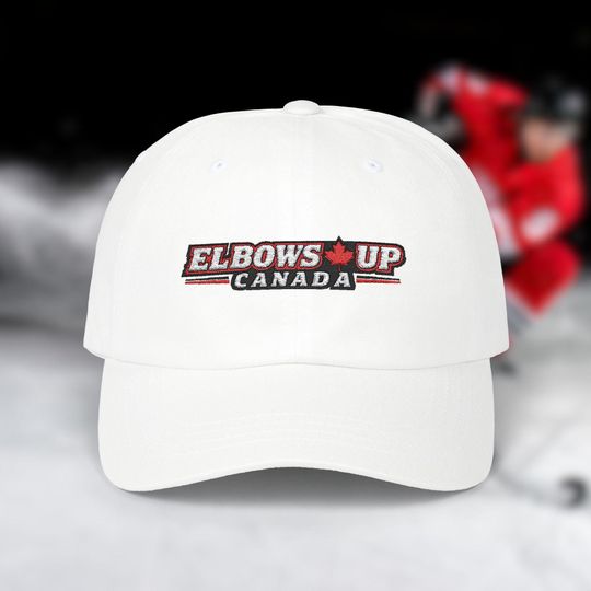 Discover ELBOWS UP Embroidered Dad Cap - Elbows Up Canada, Casual Hat, Hockey Fan Gear