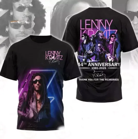 Discover Lenny Kravitz 44th Anniversary 1981-2025 Thanks For Memories AOP 3D T-shirt