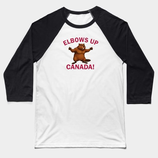 Discover Elbows Up Canada Baseball Tee, True North Strong and Free, Canadian Hockey Culture