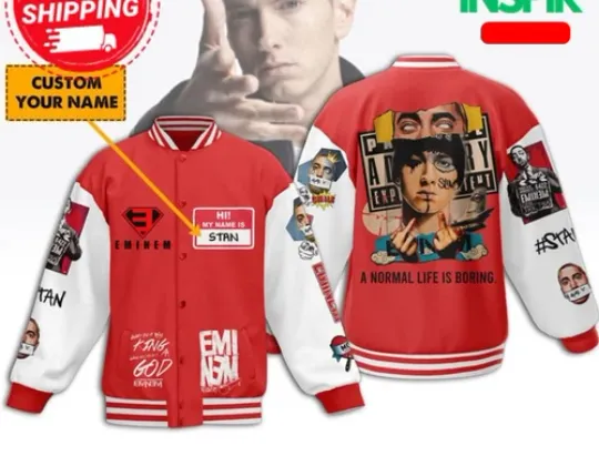 Discover The Eminem A Normal Life Is Boring Red Baseball Jacket