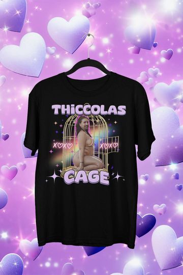 Discover Thiccolas Cage Funny Meme Shirt, Gag Tshirt Unhinged Gift Inappropriate