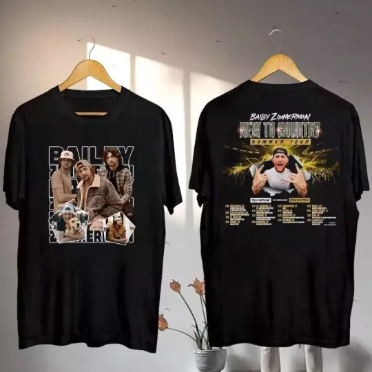 Discover Bailey Zimmerman 2025 Tour Double Sided Shirts, Bailey Zimmerman New To Country Concert