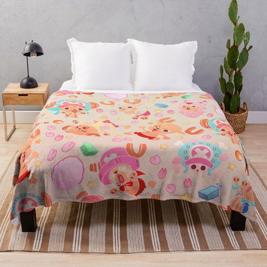 Discover ONE PIECE! TONY TONY Chopper! Pattern IN CREAM Throw Blanket