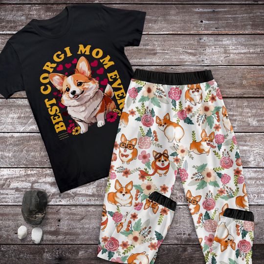 Discover Corgi Mom Holiday Pajamas Set, Corgi Dog Personalized Family Pajamas