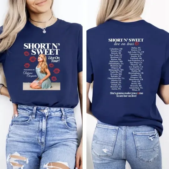 Discover Short N' Sweet Live On  2025 Tour T-shirt, Performing By Sabrina Carpenter Shirt