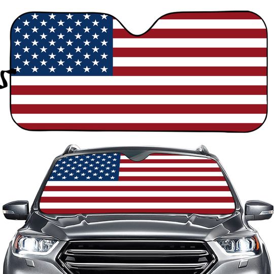 Discover American Flag Windshield Sun Shade, High-Resolution Car Sun Shade