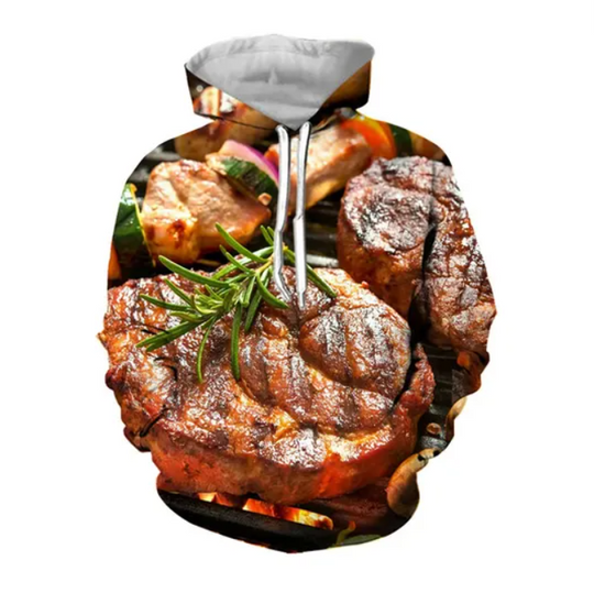Discover 3D Printed Funny Barbecue Hoodies  Delicious Food Pattern Pullovers
