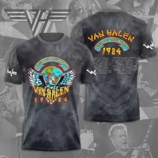 Discover van World Tour 3D T-Shirt 1984 Gift For Rock Lovers