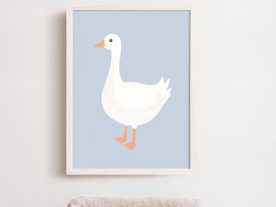 Discover nursery goose drawing , vintage cute goose poster wall art