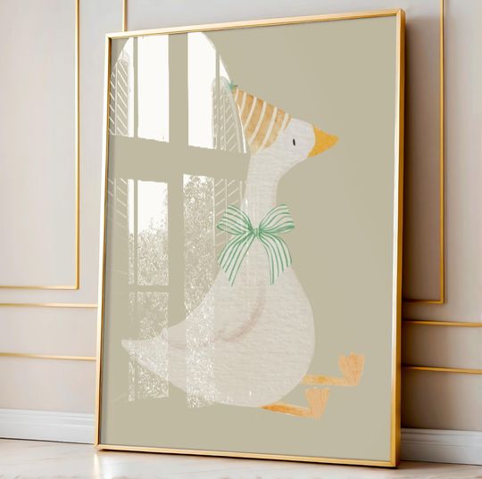 Discover Silly Goose Wall Art, Cute Goose Bow Poster