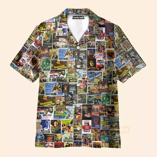 Discover Vintage Horror Movies Hawaiian Shirt