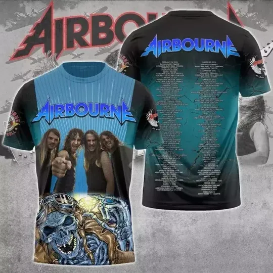 Discover Retro hot shirt new Airbourne 3D T-Shirt Hot tour 2025 all size Best