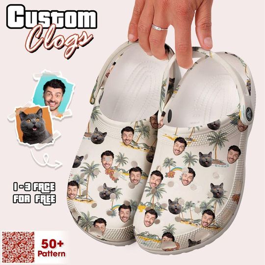 Discover Custom Face Hawaii Clogs, Hot Clogs, Custom Shoes With Photo Gift For Her