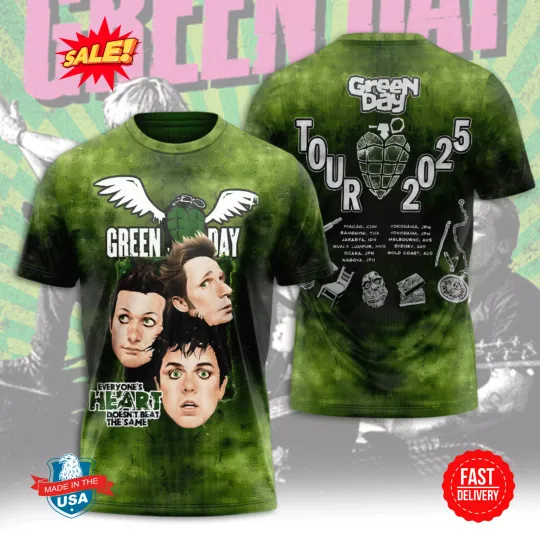 Discover Limited Edition GreenDay Tour 2025 3D Shirt
