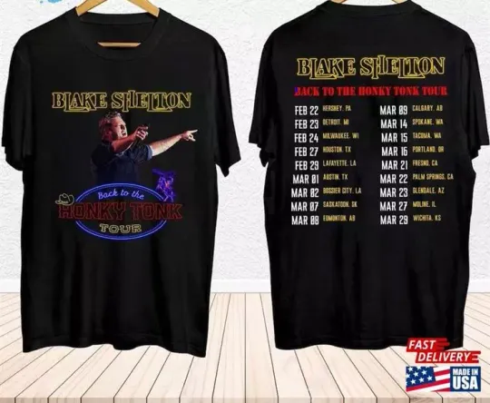 Discover Blake Shelton 2024 Back To The Honky Tonk Tour Shirt Fan Concert Shirt